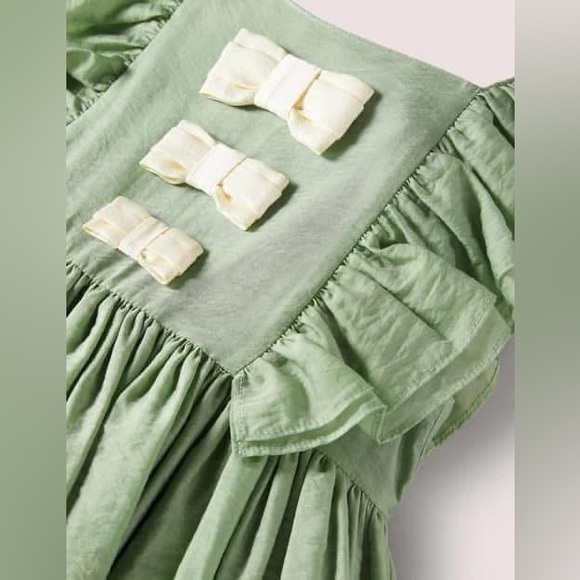 HTF Mini Boden Girls Green Organza Bow Party Dress size 9/10 - Picture 4 of 14